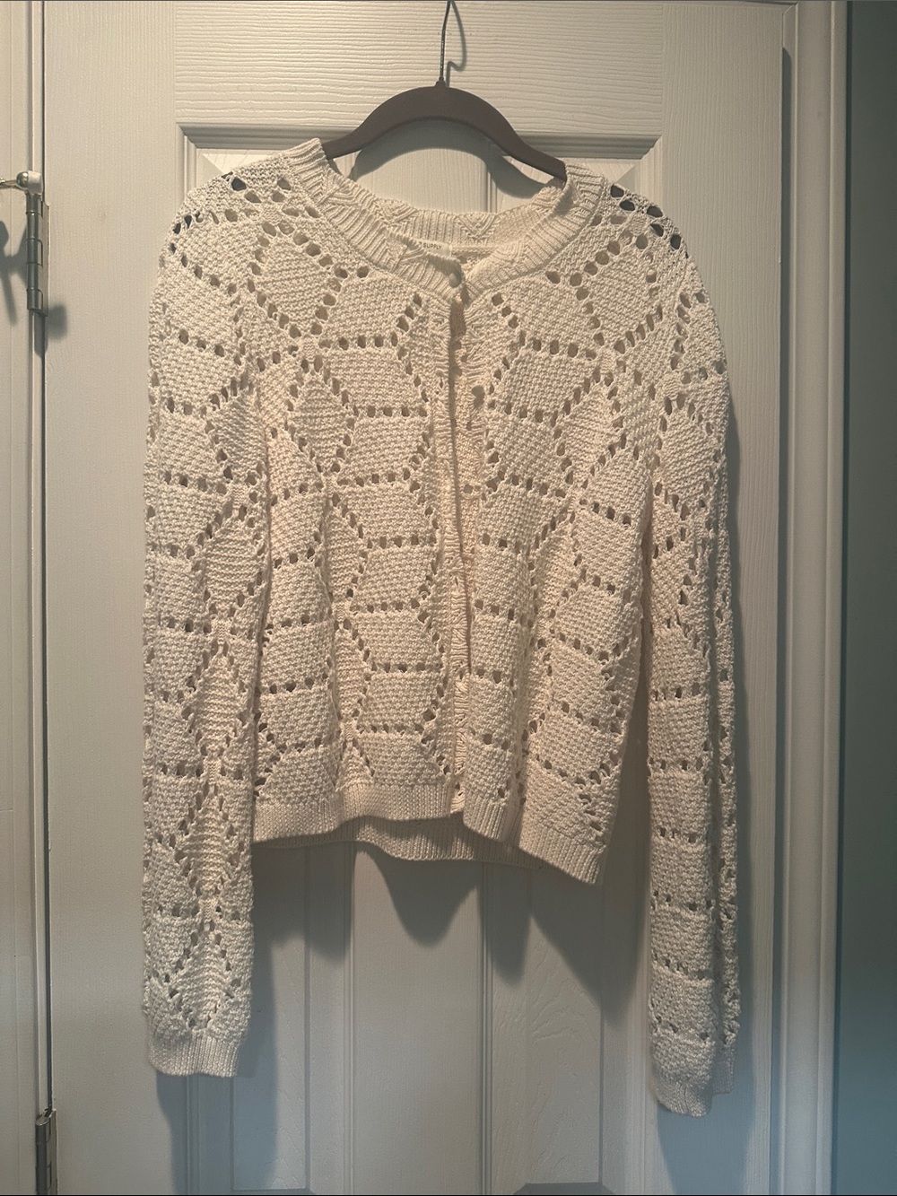 Z Supply Cream Open-Knit Crew Cardigan
